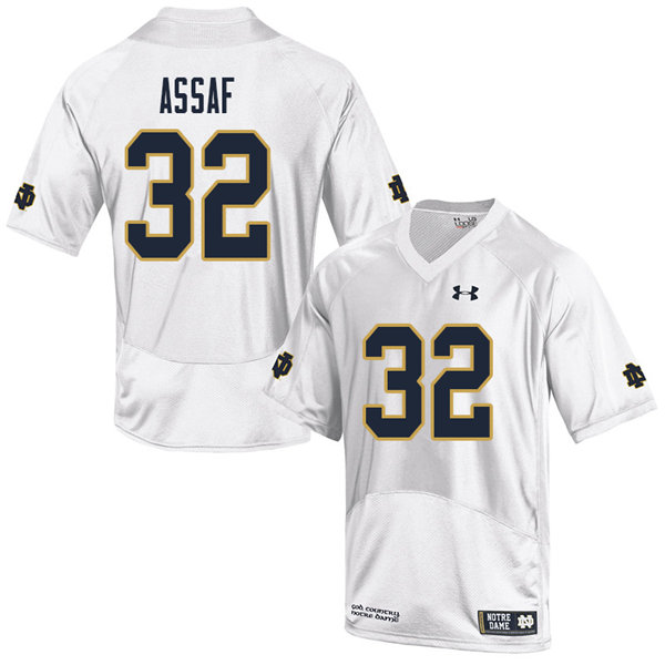 Men's NCAA Notre Dame Fighting Irish #32 Mick Assaf Stitched College Under Armour Authentic White Football Jersey SH10Y56RO